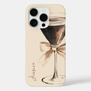 Coque iPhone 16 Pro Chic Brown Script Aquarelle Espresso Café