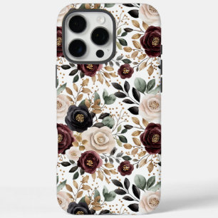 Coque iPhone 16 Pro Max Chic Burgundy Crème Floral  