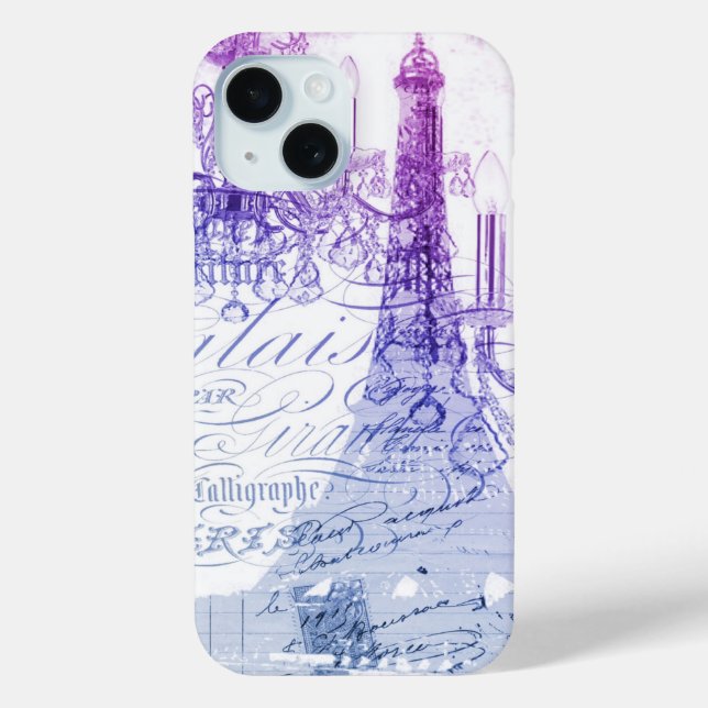 Coques Case-Mate iPhone chic chandelier français violet tour eiffel paris (Verso)