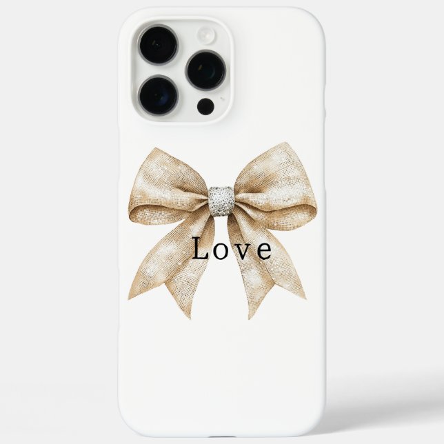 Coques Case-Mate iPhone Chic Crème Argent Glam Bow Love (Verso)