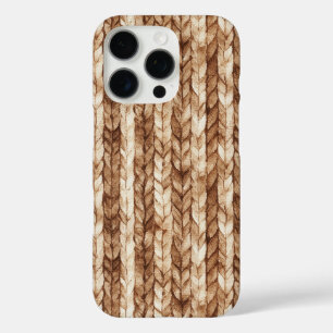 Coque iPhone 16 Pro Chic Crème Brown Faux Tissus