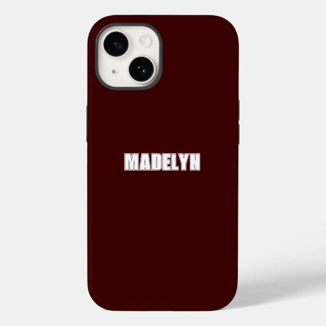 Coques Case-Mate iPhone Chic Dark Red &White script Personalized Name (Verso)