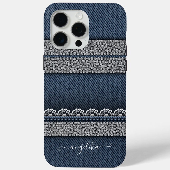 Coques Case-Mate iPhone Chic Denim & Rhinestones (Verso)