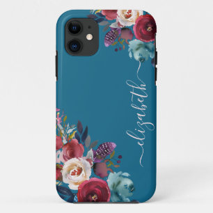 Case-Mate iPhone Case Chic Elegant Bourgogne Pink Navy Nom Floral