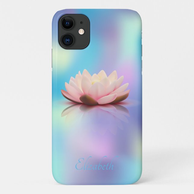Coques Case-Mate iPhone Chic Élégant Lotus Bleu Holographique (Dos)