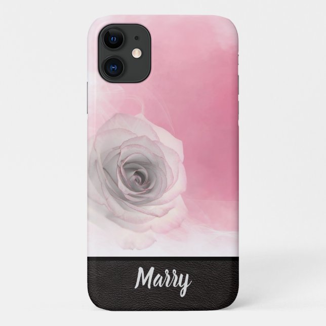 Coques Case-Mate iPhone Chic Élégant Monogramme Nom Rose Rose Élégante (Dos)