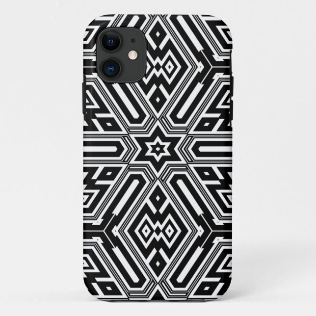 Coques Case-Mate iPhone Chic élégant noir blanc moderne géométrique (Dos)