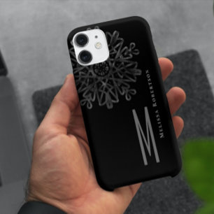 Case-Mate iPhone Case Chic Élégant Noir et Blanc Orné Monogrammé