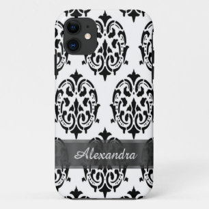 Coque Case-Mate iPhone Chic élégant noir et blanc personnalisé damask