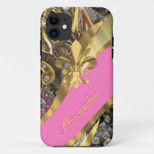 Etui iPhone Case-Mate Chic élégant or et rose bling personnalisé