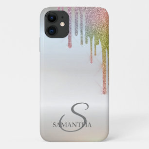 Case-Mate iPhone Case Chic Élégant Paillettes Arc-en-Ciel Gouttes Argent