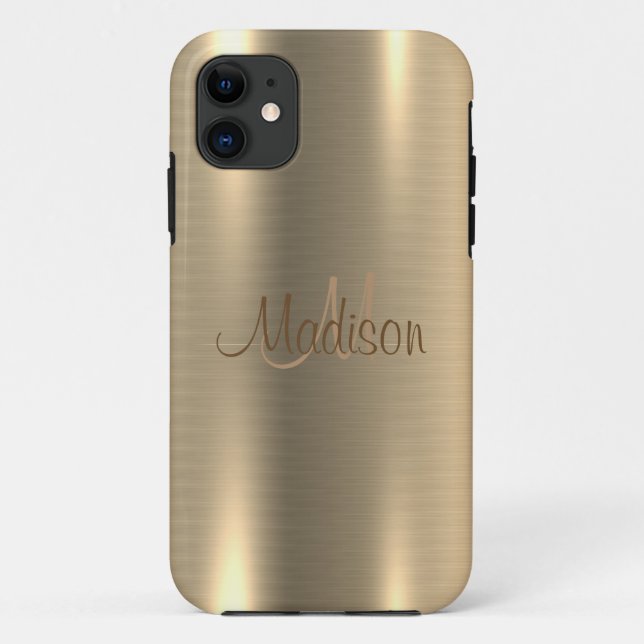 Coques Case-Mate iPhone Chic Élégant Personnalisé Métal Doré (Dos)