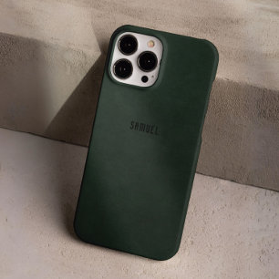 Coque iPhone 16 Pro Chic Elegant Vert foncé Nom personnalisé Masculine
