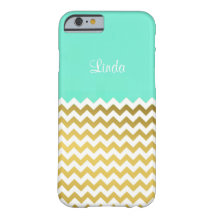 Chic et élégant Aqua Green, Gold et White Chevron