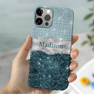 Coque Case-Mate iPhone Chic et girly sarcelle vert menthe paillettes mono
