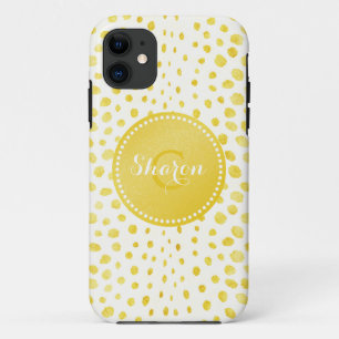 Coque Case-Mate iPhone Chic faux or brillant imprimé guépard monogramme