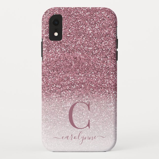 Coques Case-Mate iPhone Chic Fille Blush Parties scintillant Rose Ombre Mo (Dos)