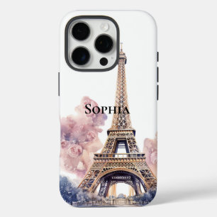 Coque iPhone 16 Pro Chic Floral Paris Tour Eiffel