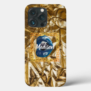 Case-Mate iPhone Case Chic Girl bleu Gold Lips Beauté Personnalisée