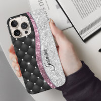 Chic girly faux parties scintillant argent noir ro