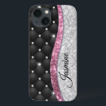 Case-Mate iPhone Case Chic girly faux parties scintillant argent noir ro<br><div class="desc">Jolie chic et élégante parties scintillant en faux argent girly et strass bling avec le design tuffted noir pour créer un coque élégant spécial unique pour protéger votre appareil. Belle couverture moderne et cool pour le brancheur tendance et amateur d'art. Ce design élégant et sophistiqué conviendra parfaitement aux filles qui...</div>