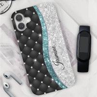 Chic girly faux parties scintillant argent noir tu
