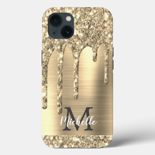 Coques Case-Mate iPhone Chic Gold Parties scintillant Drives Monogramme Mé (Verso)