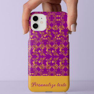 Case-Mate iPhone Case Chic Gold sur Purple Damask Floral sur mesure esth