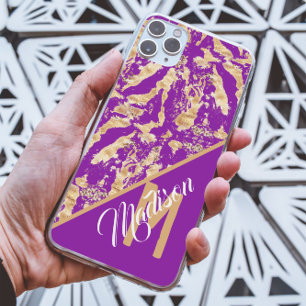Coque Case-Mate iPhone Chic Golden Marble violet Custom monogramme initia