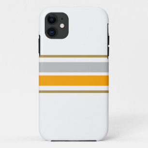 Case-Mate iPhone Case Chic Gris Jaune Centre Racing Stripes Sur Blanc