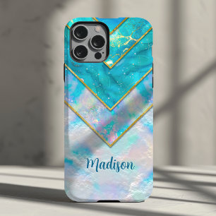 Coque Case-Mate iPhone Chic holographique féminin stylé bleu