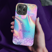 Chic holographique monogramme de parties scintilla