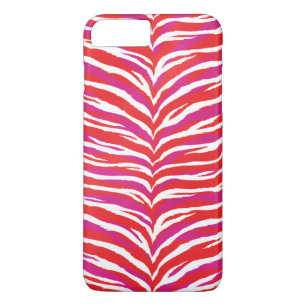 Coque Case-Mate iPhone Chic imprimé monogramme rose rouge blanc zèbre col