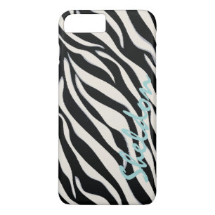 Coques Pour iPhone Chic imprimé zèbre noir et blanc monogramme