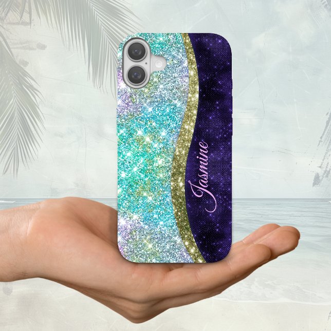 Coques Case-Mate iPhone Chic irisé violet bleu faux parties scintillant mo (Créateur téléchargé)
