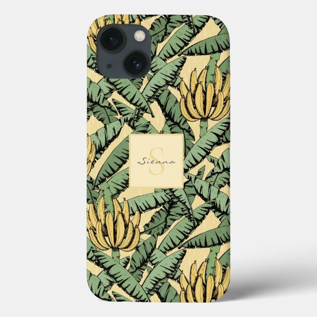 Coques Case-Mate iPhone Chic Jaune Tropical Banana Motif feuille (Verso)