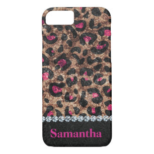 Coque Case-Mate iPhone Chic losange d'animal rose léopard personnalisé