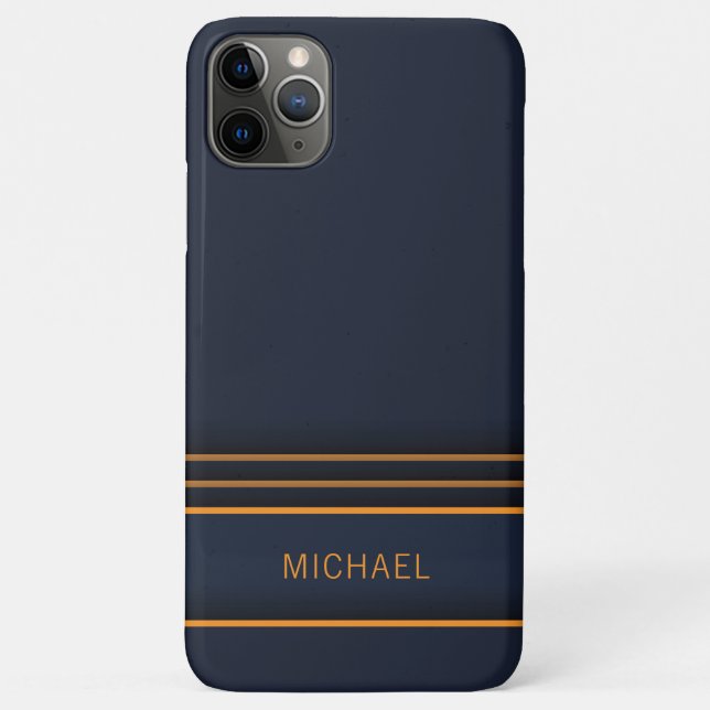 Coques Case-Mate iPhone Chic Moderne Bleu Nuit Or Nom Personnalisé (Dos)