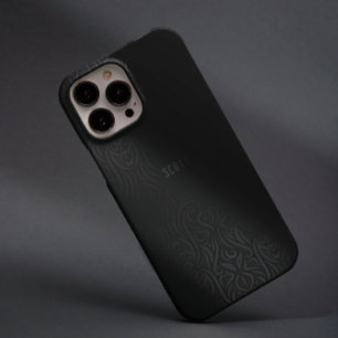 Coque iPhone 16 Pro Chic moderne gris noir Masculine Nom personnalisé