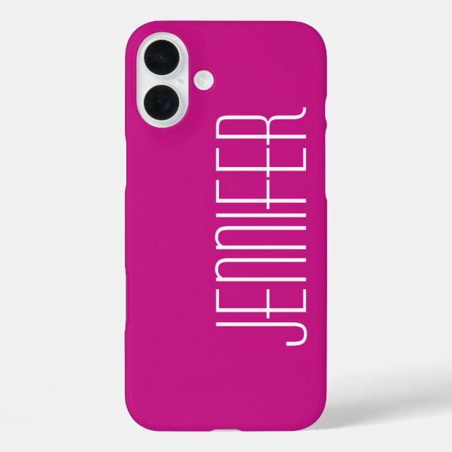 Coques Case-Mate iPhone Chic moderne rose chaud, minimaliste, nom Jumbo (Verso)
