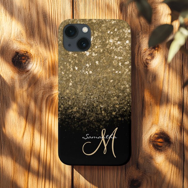 Coques Case-Mate iPhone Chic Monogram Parties scintillant or & Noir (Créateur téléchargé)