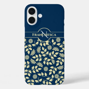 Coque Pour iPhone 16 Plus Chic Monogramme Nom personnalisé Feuilles Faisceau