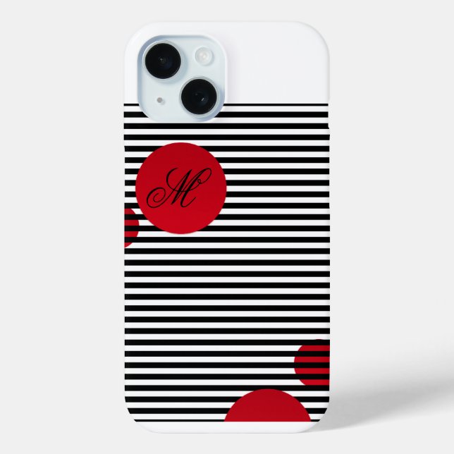 Coques Case-Mate iPhone Chic Nautical Black & White Striped Personalized (Verso)