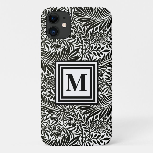 Coques Case-Mate iPhone Chic noir et blanc Monogramme Motif botanique (Dos)
