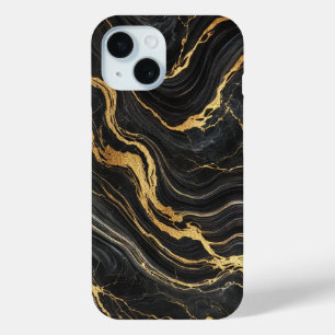 Coque Case-Mate iPhone Chic noir et or métallisé marbre look glamour