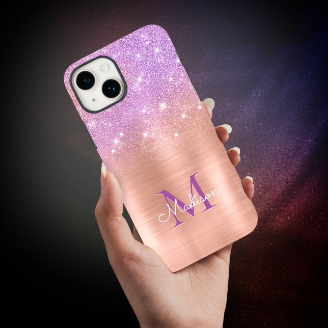 Coques Case-Mate iPhone Chic ombre rose rose rose parties scintillant mono (Créateur téléchargé)