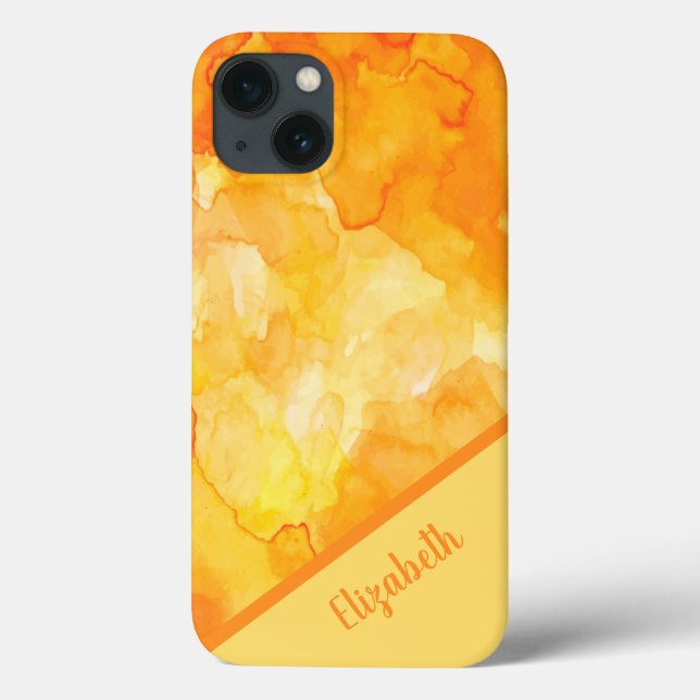 Coques Case-Mate iPhone Chic orange aquarelle personnalisée (Verso)