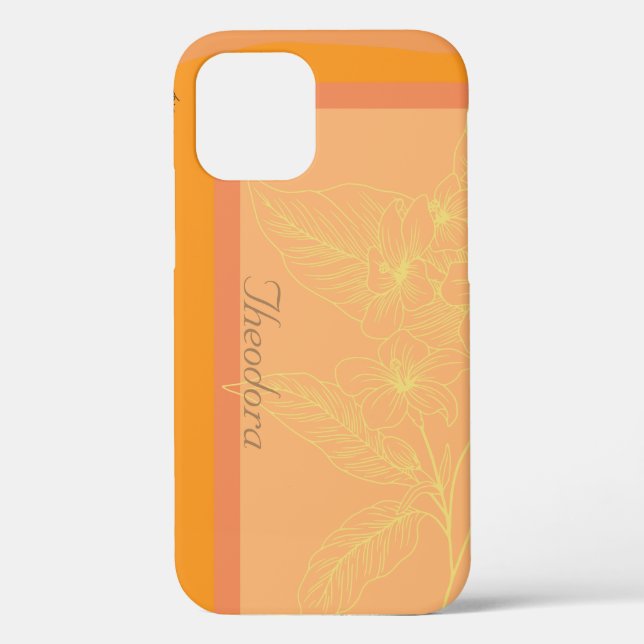 Coques Case-Mate iPhone Chic Orange doré Floral Orange (Verso)