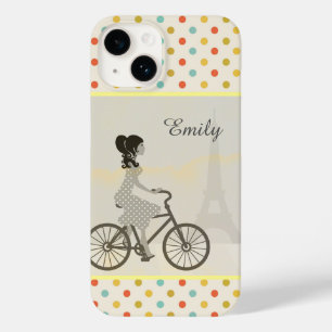 Coque Case-Mate iPhone Chic Paris Girl Riding Bike Dotty Personnalisé