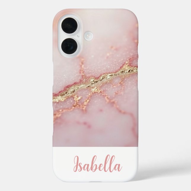 Coques Case-Mate iPhone Chic personnalisé en marbre rose or (Verso)
